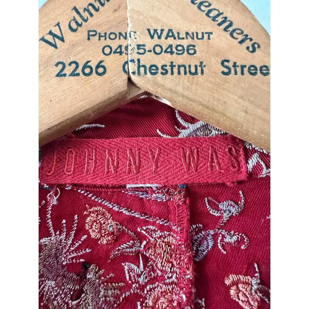 Johnny Was Embroidered Dragon Print Red Blazer Size Small Y2KRed Chinoiserie